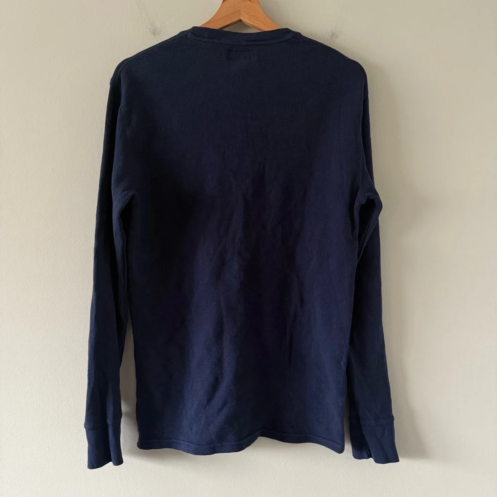 Polo Ralph Lauren Waffle Knit Thermal‎ Mens Medium Blue Embroidered Bear Logo